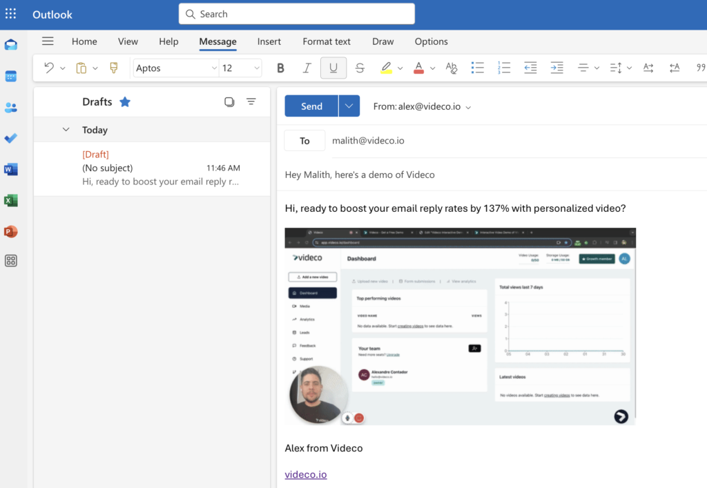 outlook integration with videco